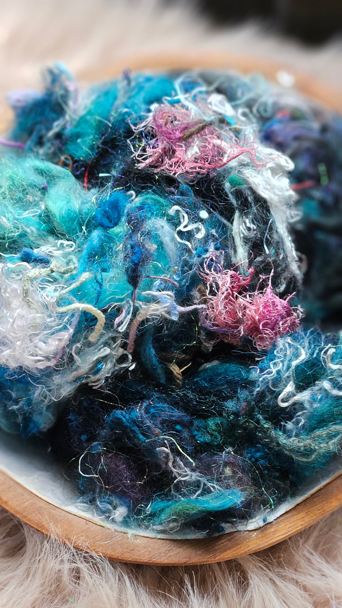 Mermaid Lagoon - hand-dyed wool alpaca bamboo texture blend - 4 ounces | 114 grams
