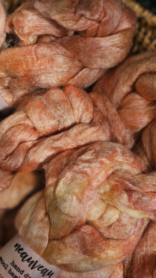 Peach Pearl - wool bamboo roving for felting and blending - 2 ounces | 57 grams