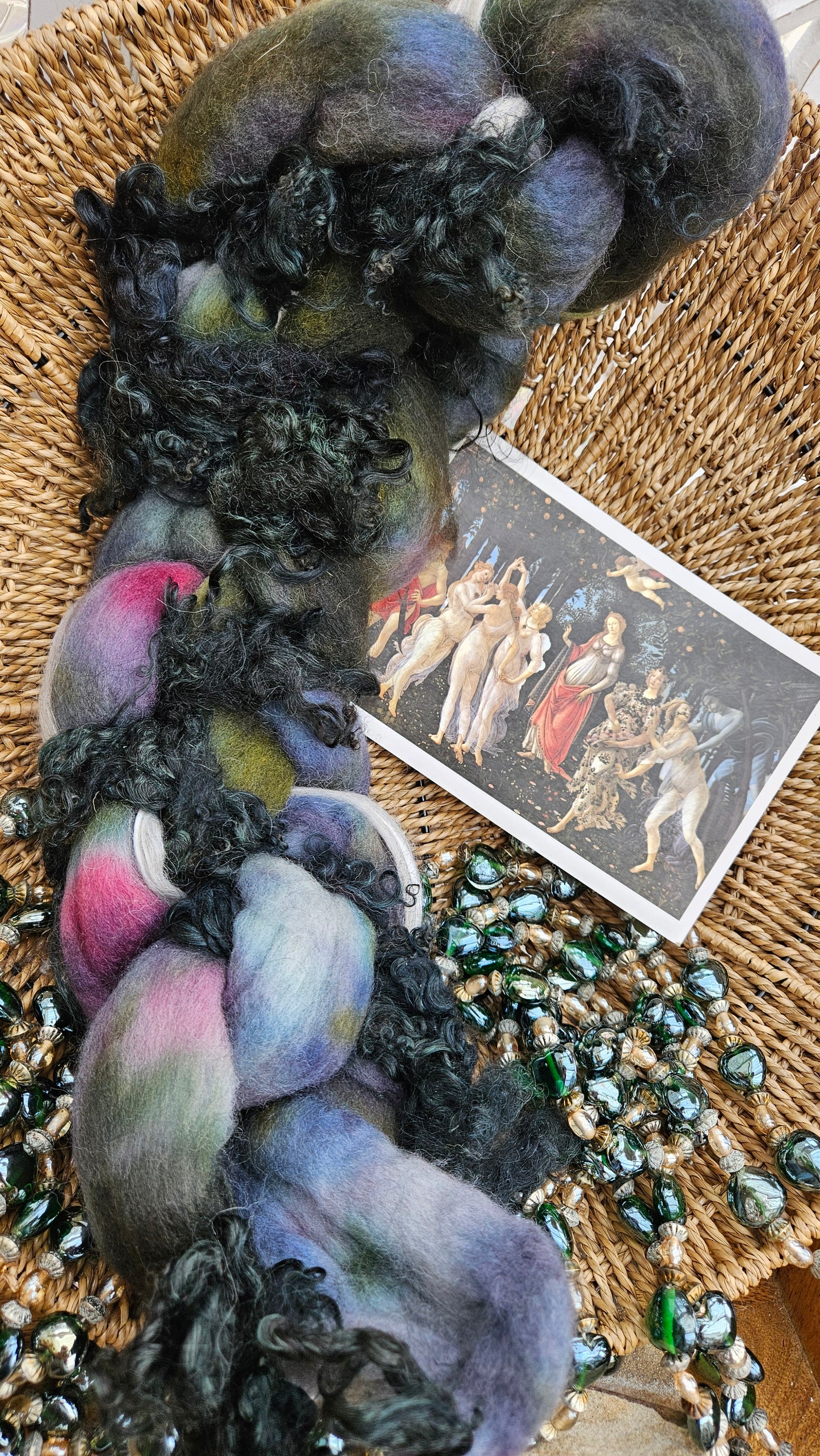 ART ROVING - hand-dyed Polwarth, Alpaca, BFL - Botticelli Primavera Collection 103 - 3.5 oz
