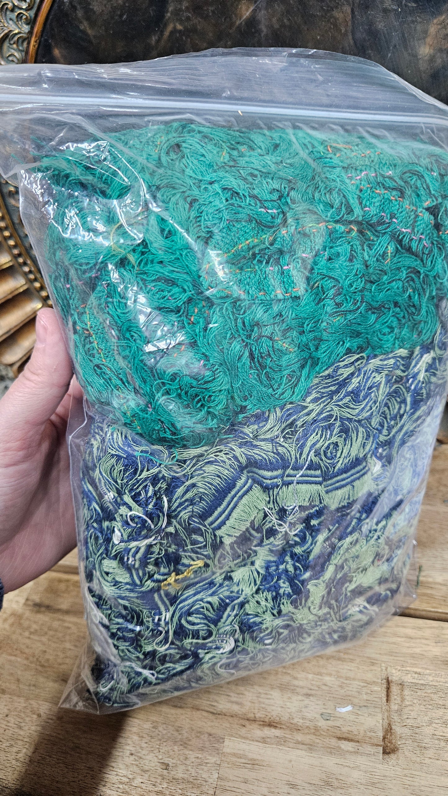 FOREST WALK - shaggy fringe ribbon for tapestry weaving and fiber art - EMERALD01 (.9 lb)