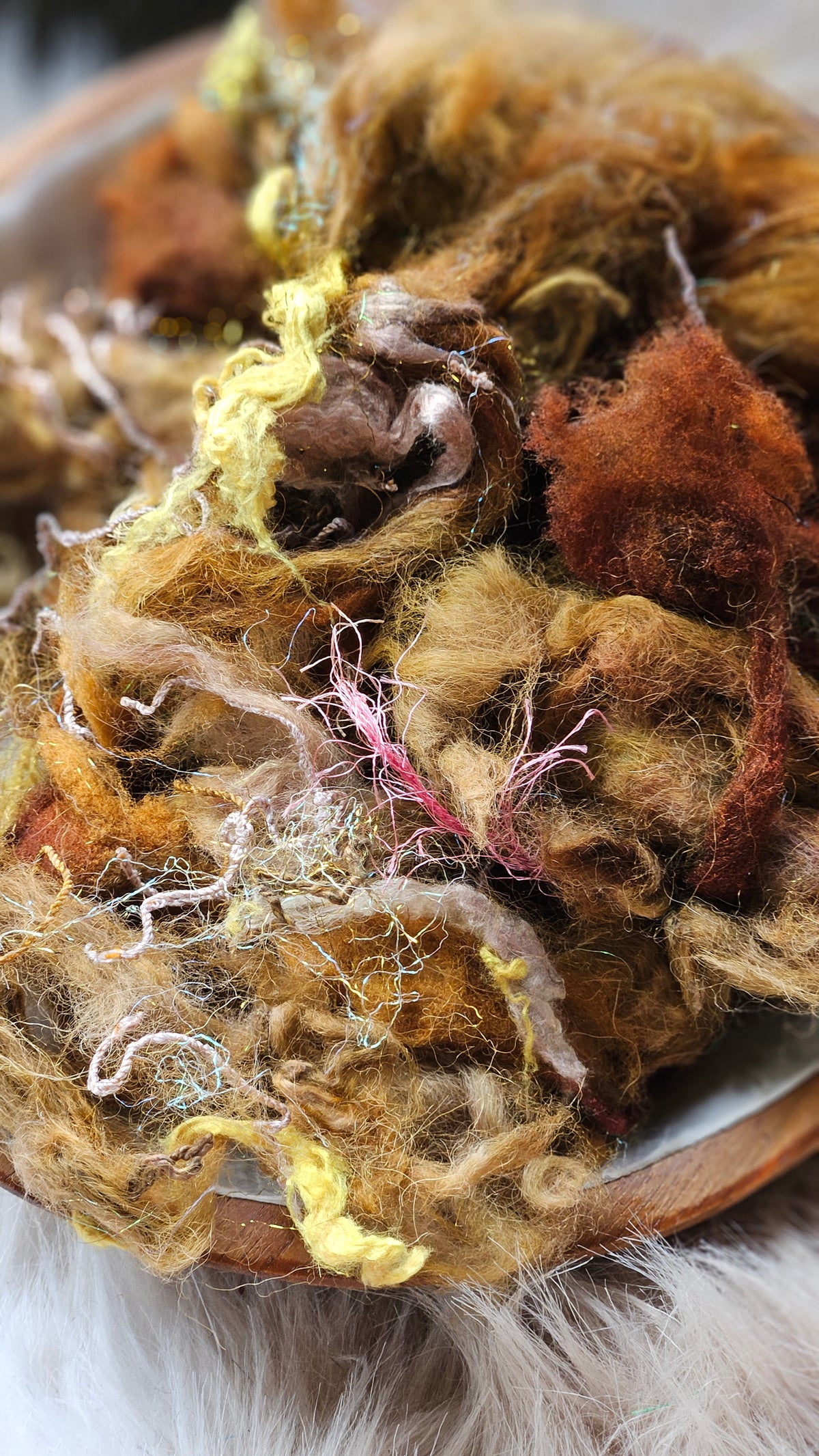 Arizona Spring - hand-dyed wool alpaca bamboo texture blend - 4 ounces | 114 grams