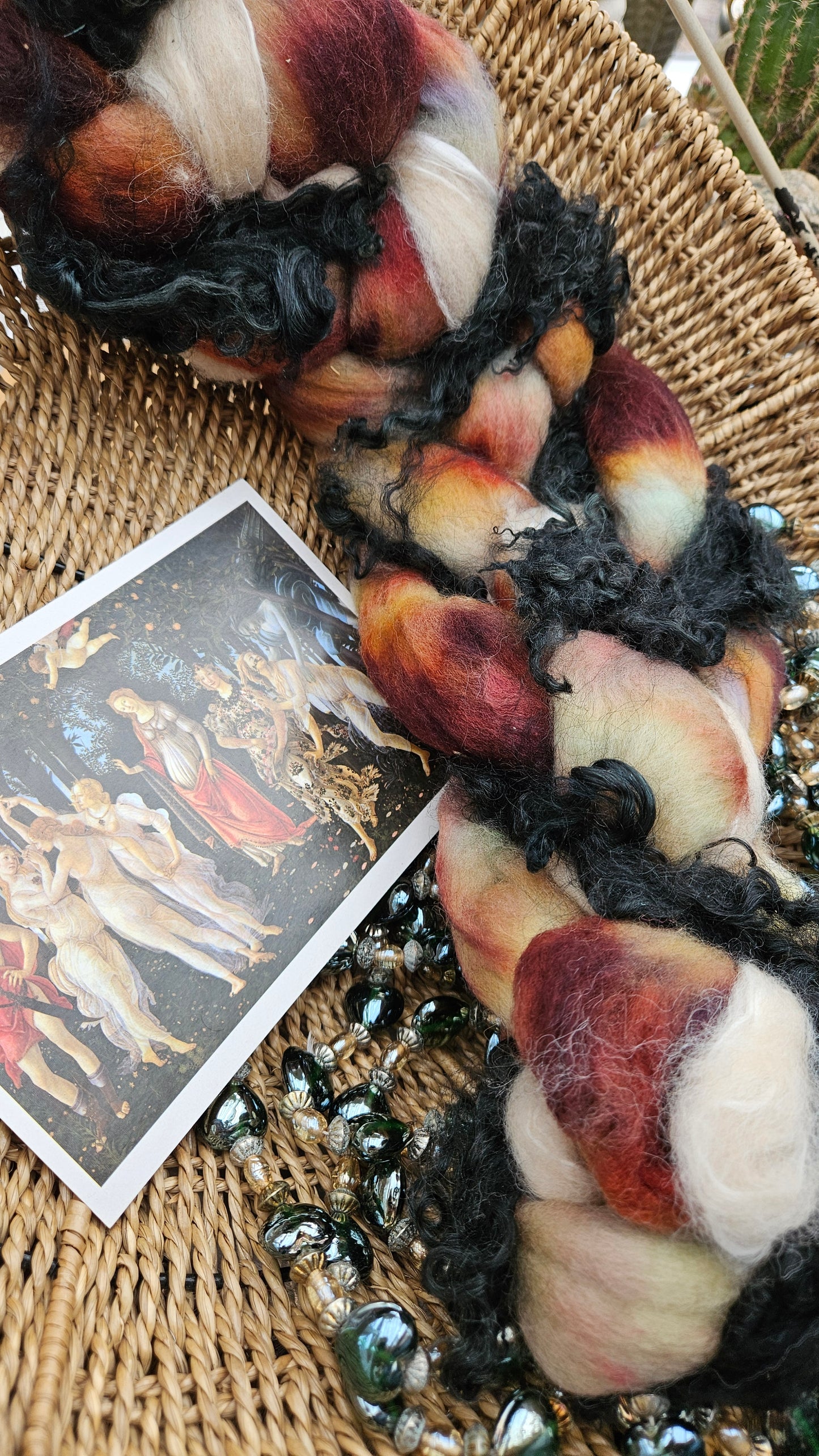 ART ROVING - hand-dyed Polwarth, Alpaca, BFL - Botticelli Primavera Collection 108 - 3.2 oz