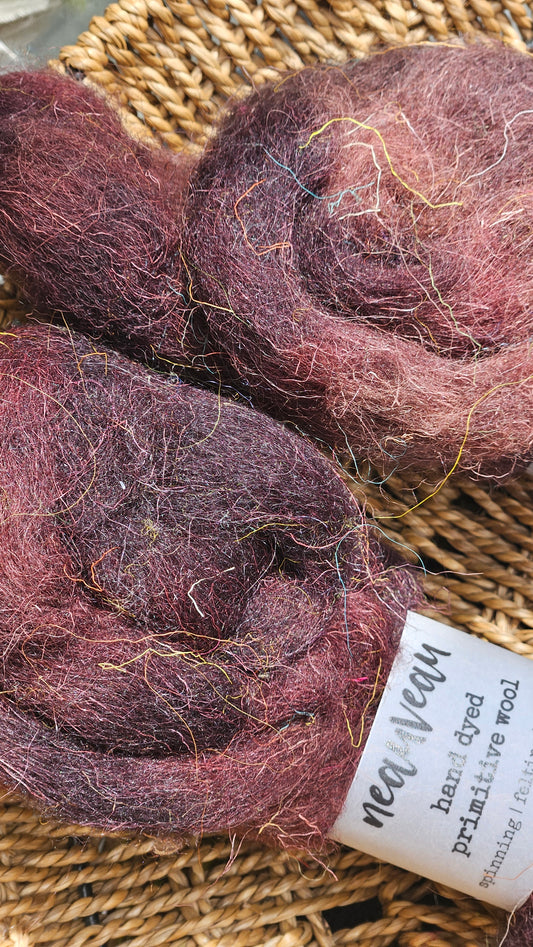 Candlewick - primitive hand dyed wool roving for felting and blending - 2 ounces | 57 grams