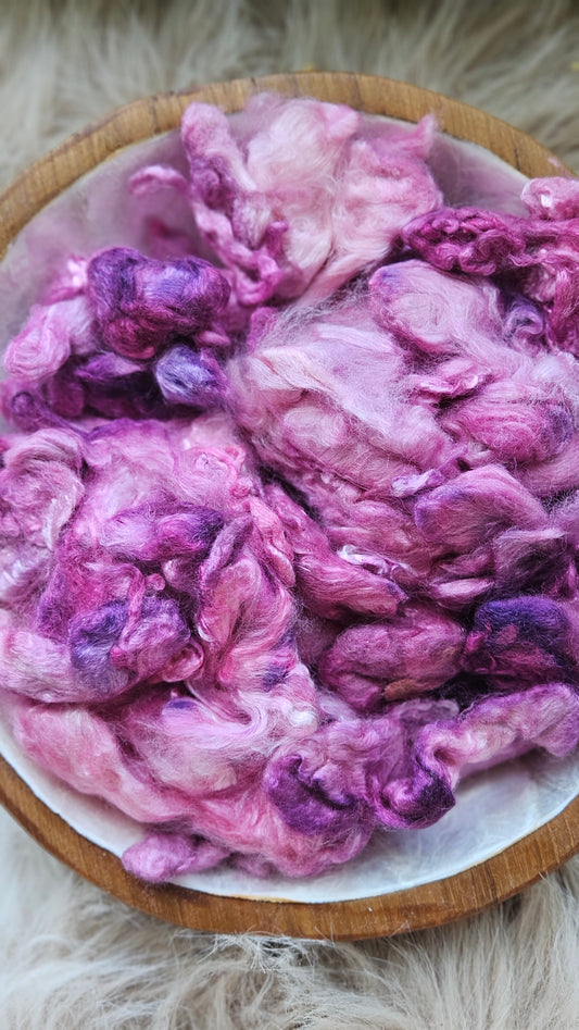 Mixed Berry - hand-dyed fine wool and silky bamboo mill ends - 5 oz | 142 g