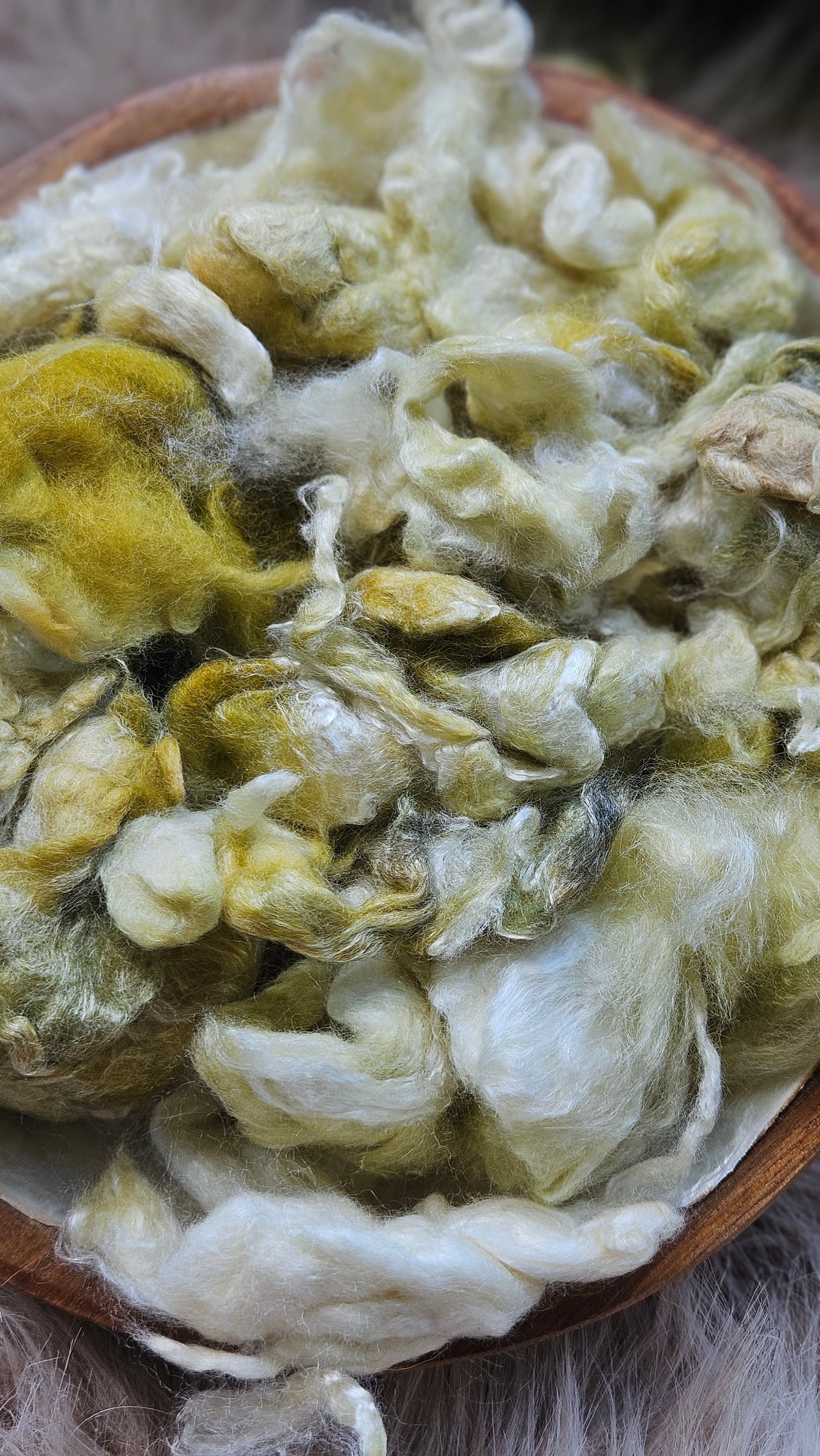 Plantain - hand-dyed fine wool and silky bamboo mill ends - 5 oz | 142 g