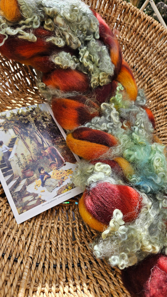 ART ROVING - hand-dyed Polwarth Churro BFL - Waterhouse Gathering Almond Blossoms Collection 105 - 4.4 oz