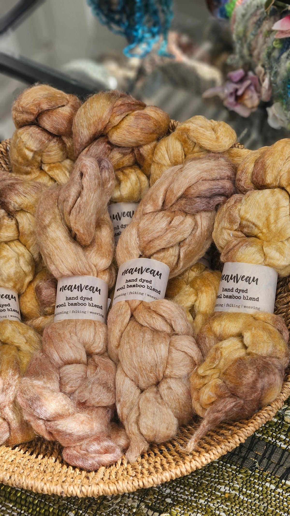 Wheat Pearl - wool bamboo roving for felting and blending - 2 ounces | 57 grams