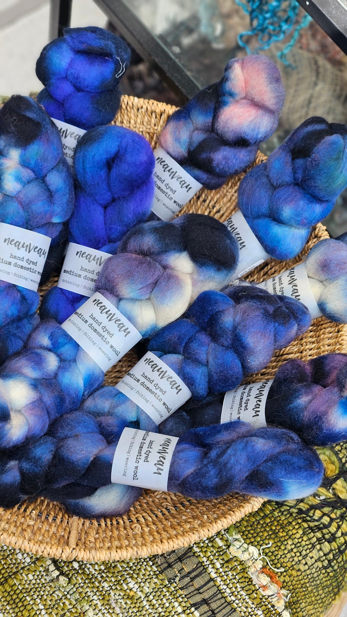Stellars Jay - hand dyed domestic wool roving for felting and blending - 2 ounces | 57 grams