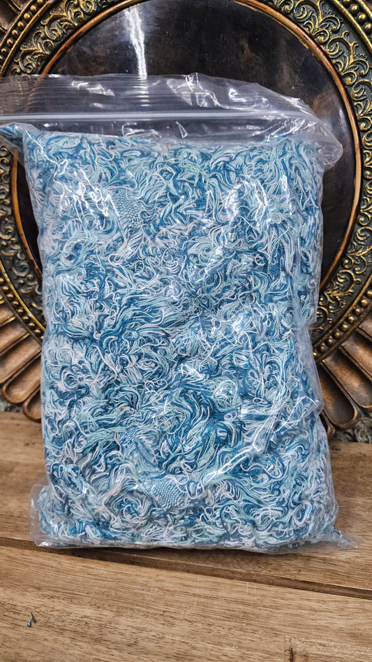 COASTAL SKIES - shaggy fringe ribbon for tapestry weaving and fiber art - MARINE0106 (.75 lb)