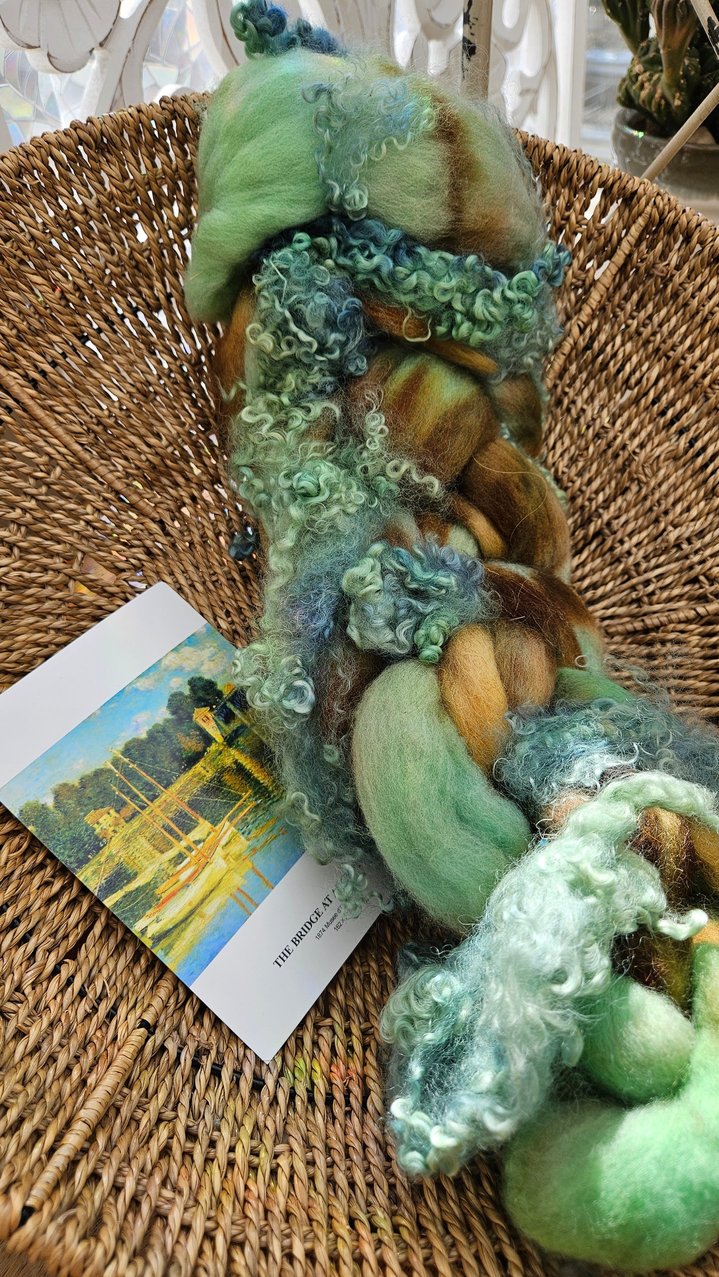 ART ROVING - hand-dyed Polwarth Churro BFL - Monet Bridge at Argenteuil Collection 107 - 4.0 oz