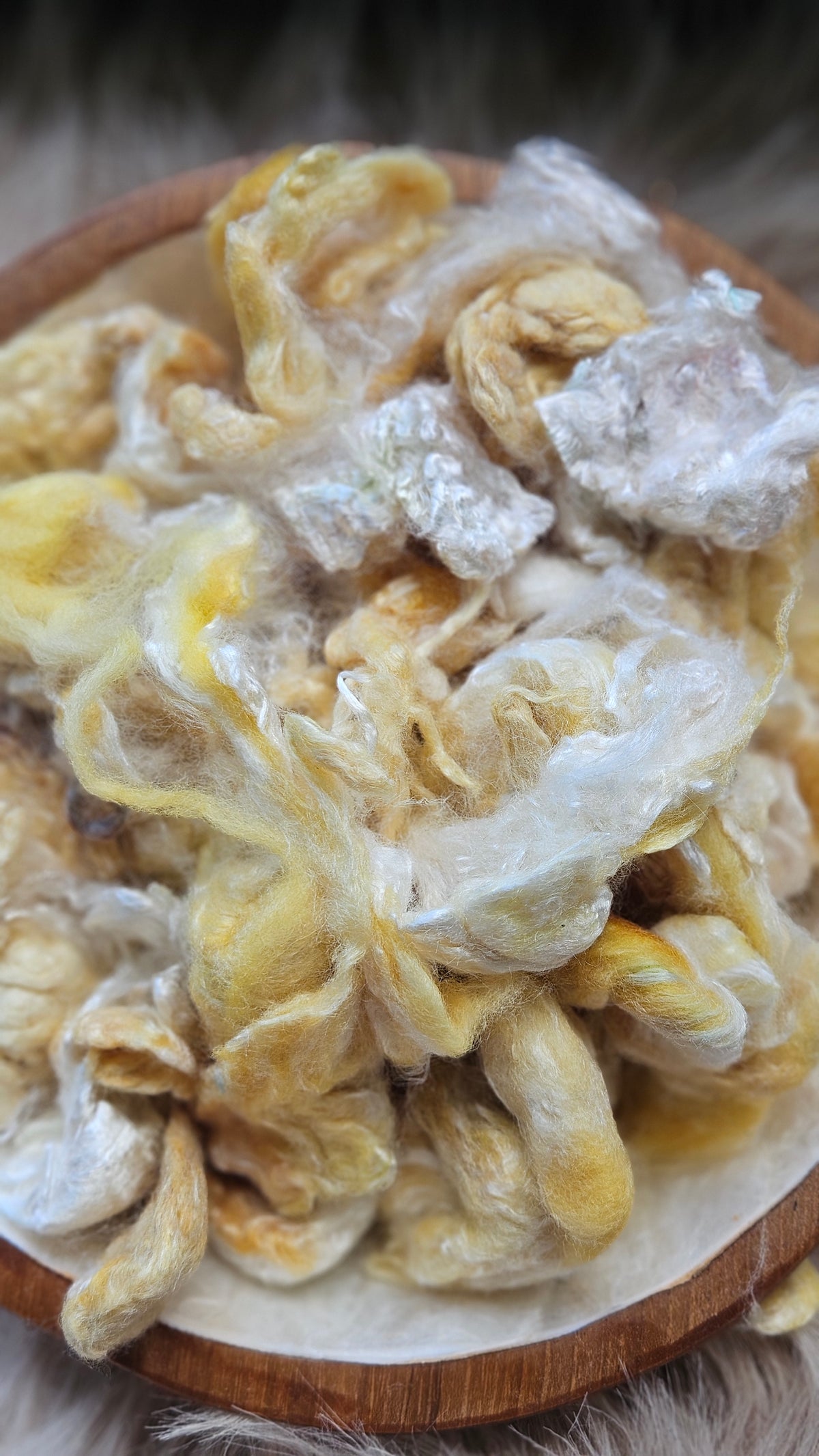 Custard - hand-dyed fine wool and silky bamboo mill ends - 5 oz | 142 g