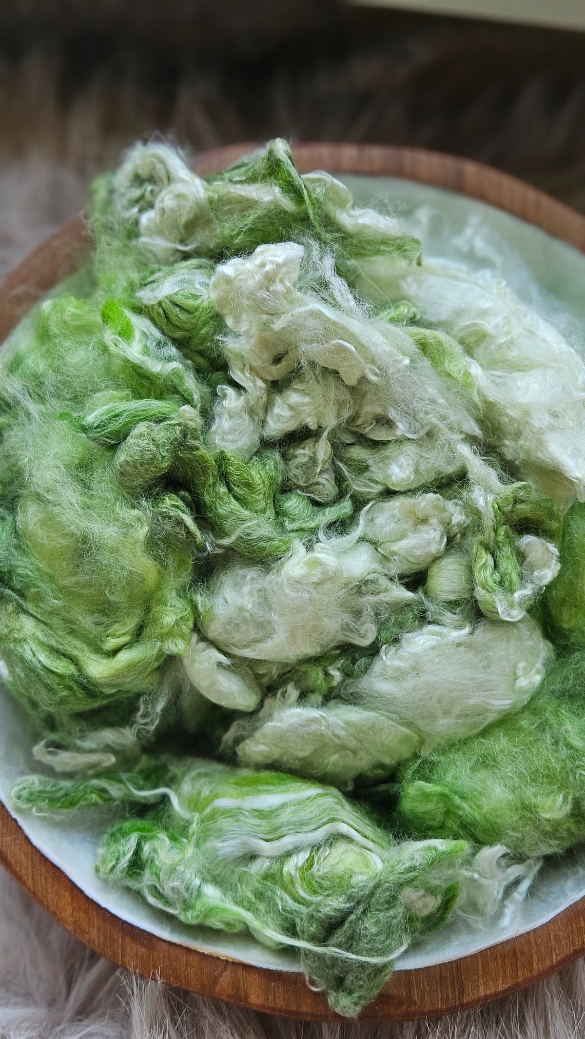 Thin Mint - hand-dyed fine wool and silky bamboo mill ends - 5 oz | 142 g
