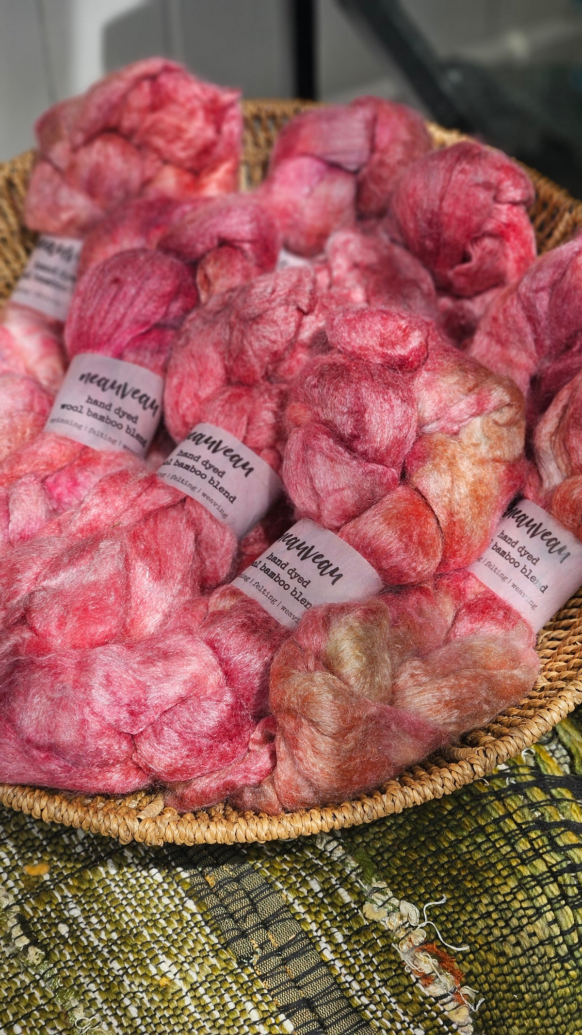 Pinky Pearl - wool bamboo roving for felting and blending - 2 ounces | 57 grams