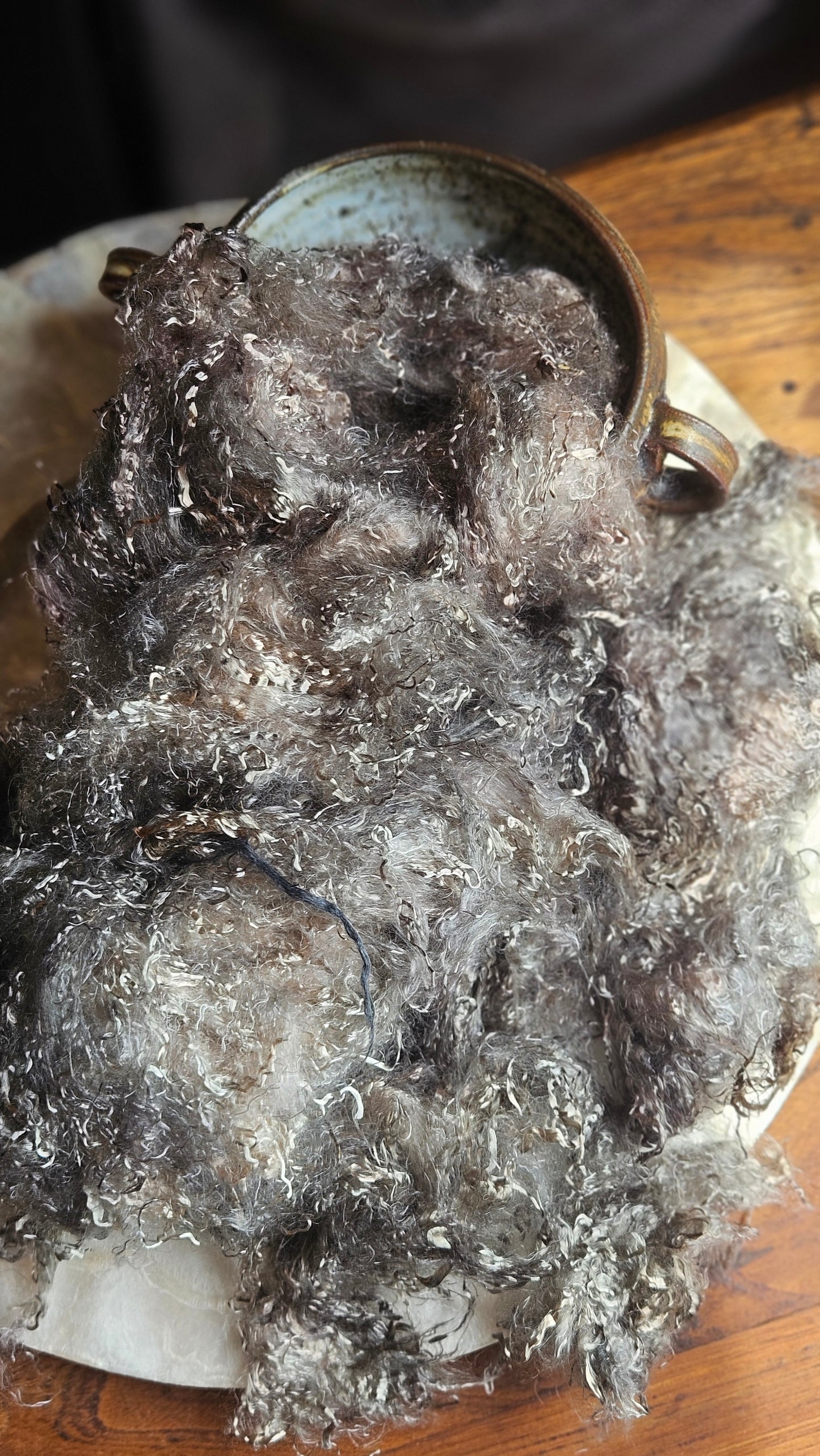 HEMATITE - hand-dyed eucalyptus crimp faux-silk for art yarn embellishing, fiber blending, felting, and papermaking - 2 oz | 57 g