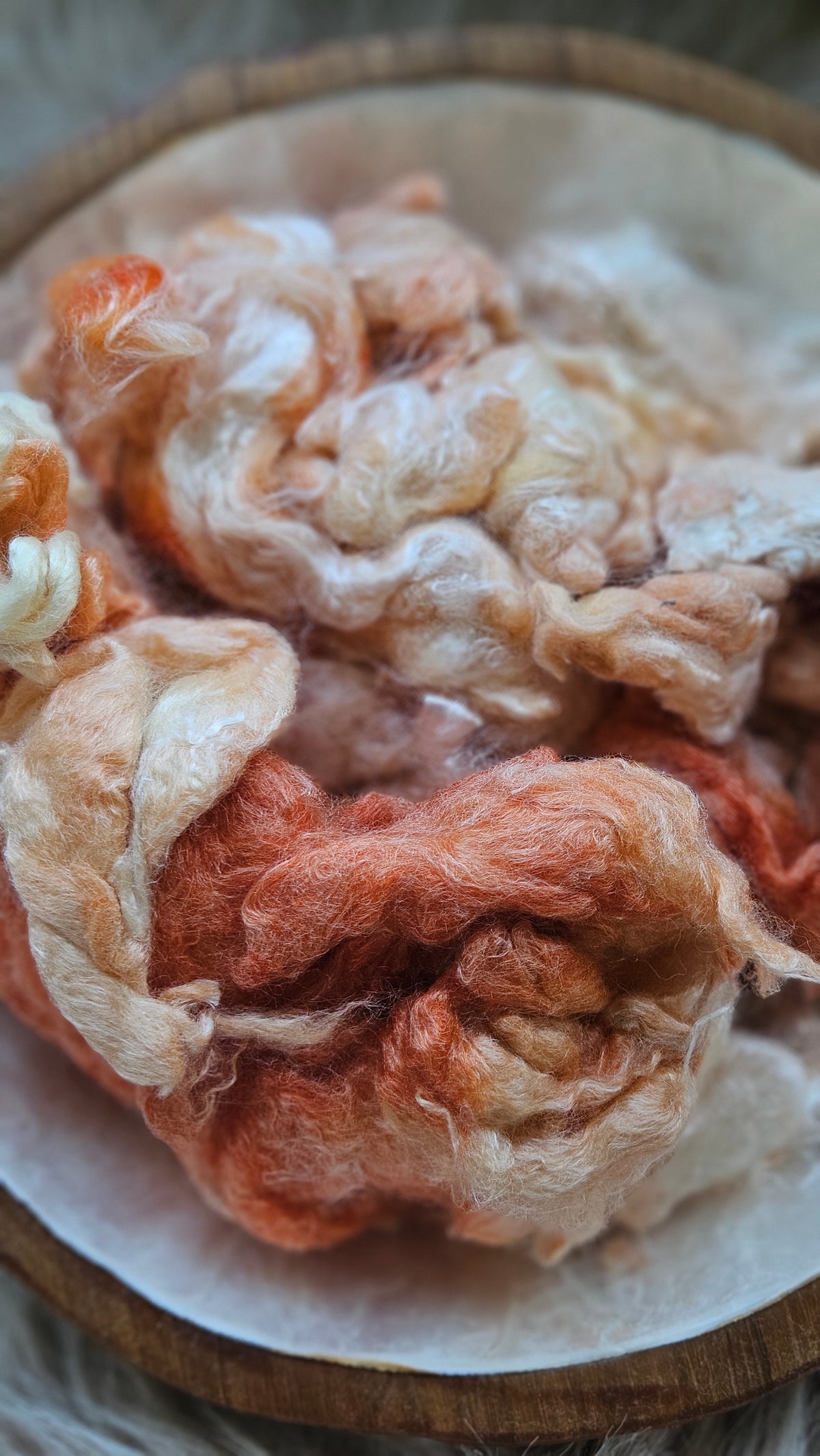Blood Orange - hand-dyed fine wool and silky bamboo mill ends - 5 oz | 142 g