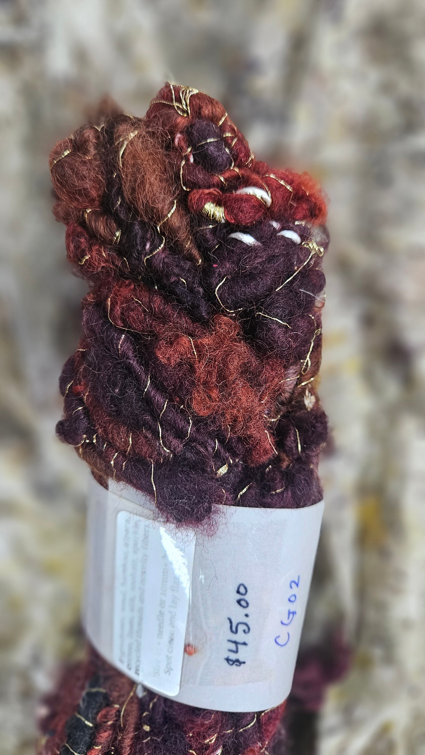 Handspun Bulky Art Yarn - Cinnamon Grove 02