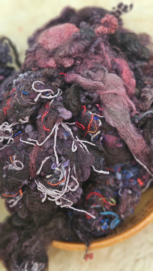 OASIS SHADE - Hand-Dyed Recycled Wool Texture Blend for art yarn embellishing, texture blending, felting, mixed media, and fiber art - 4 ounces | 114 grams
