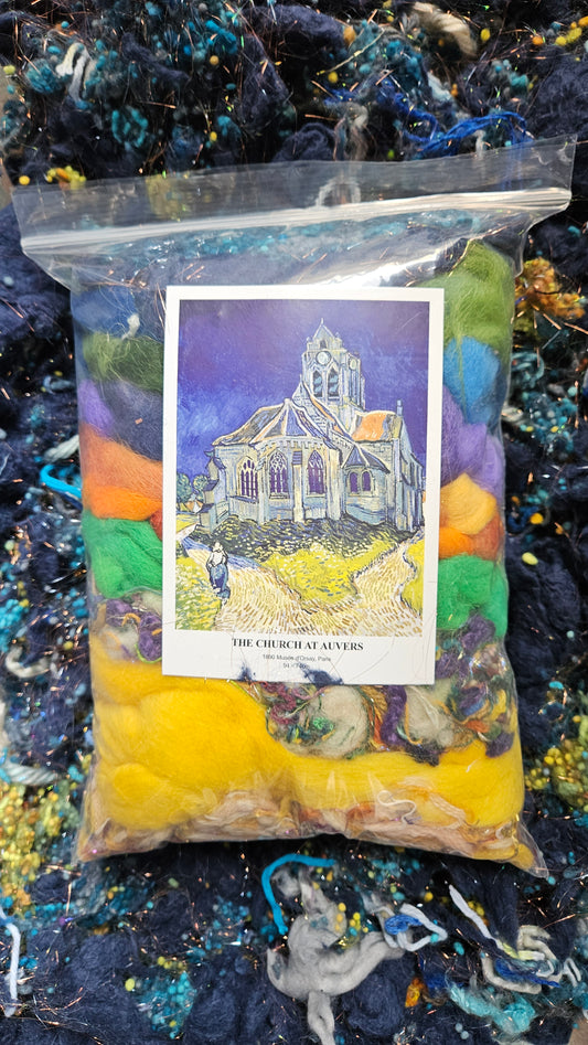 VAN GOGH FIBER ARTIST PALETTE KIT - hand-dyed rare and assorted wool and texture blends kit for spinning, fiber blending, and felting - 8 oz | 227 g