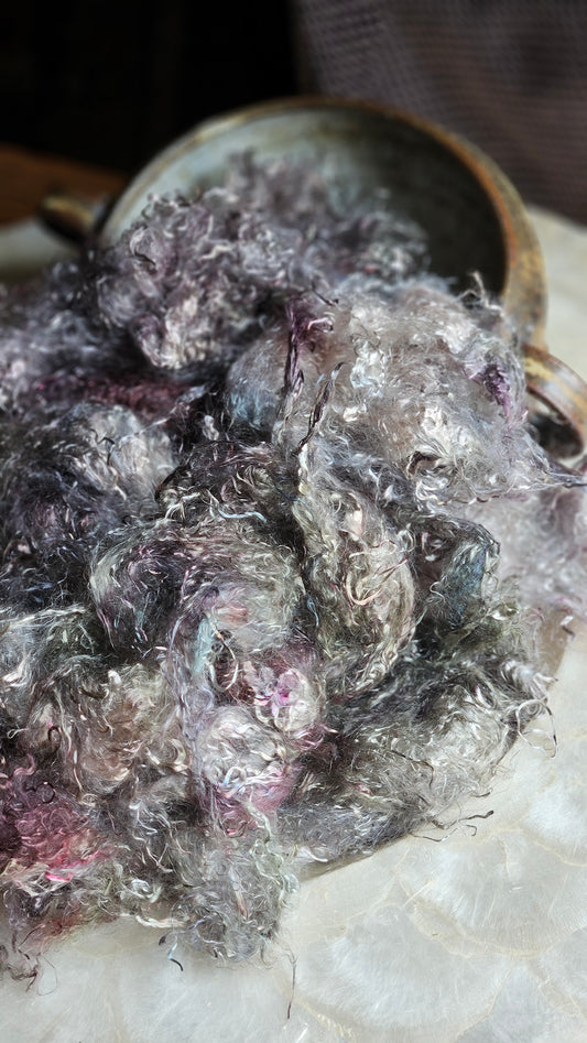 HIDDENITE - hand-dyed eucalyptus crimp faux-silk for art yarn embellishing, fiber blending, felting, and papermaking - 2 oz | 57 g