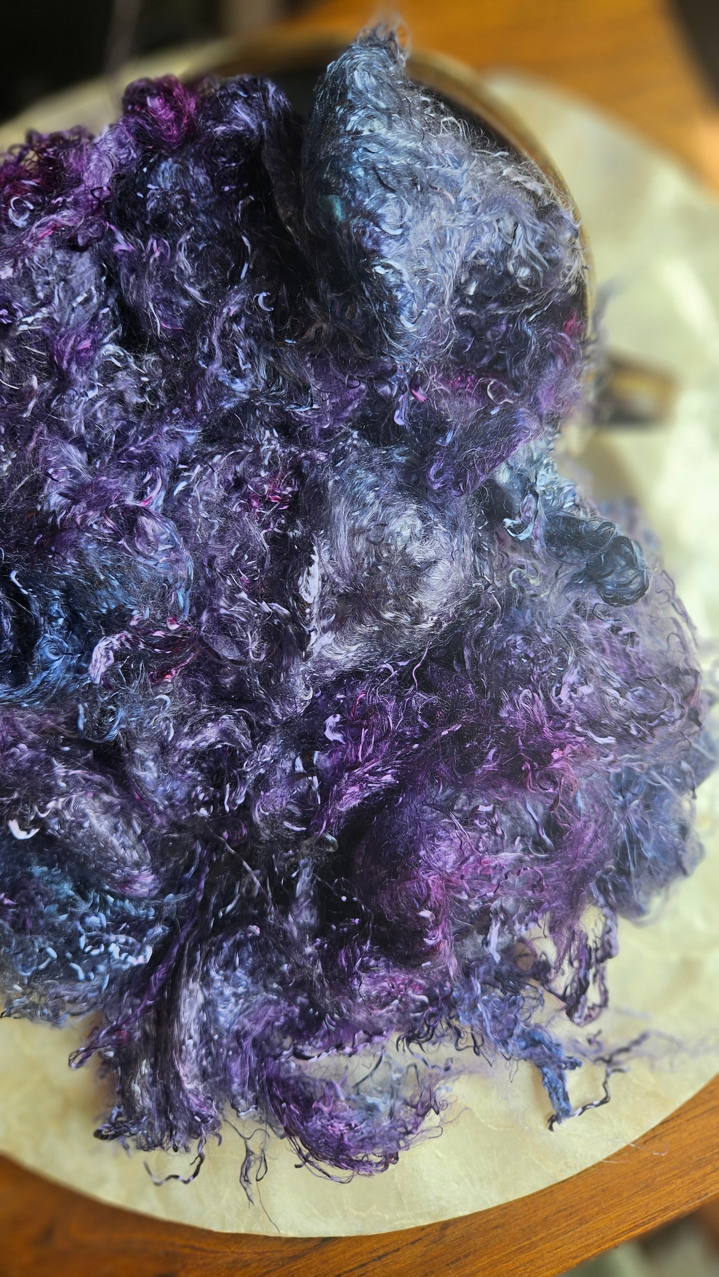 SUGILITE - hand-dyed eucalyptus crimp faux-silk for art yarn embellishing, fiber blending, felting, and papermaking - 2 oz | 57 g