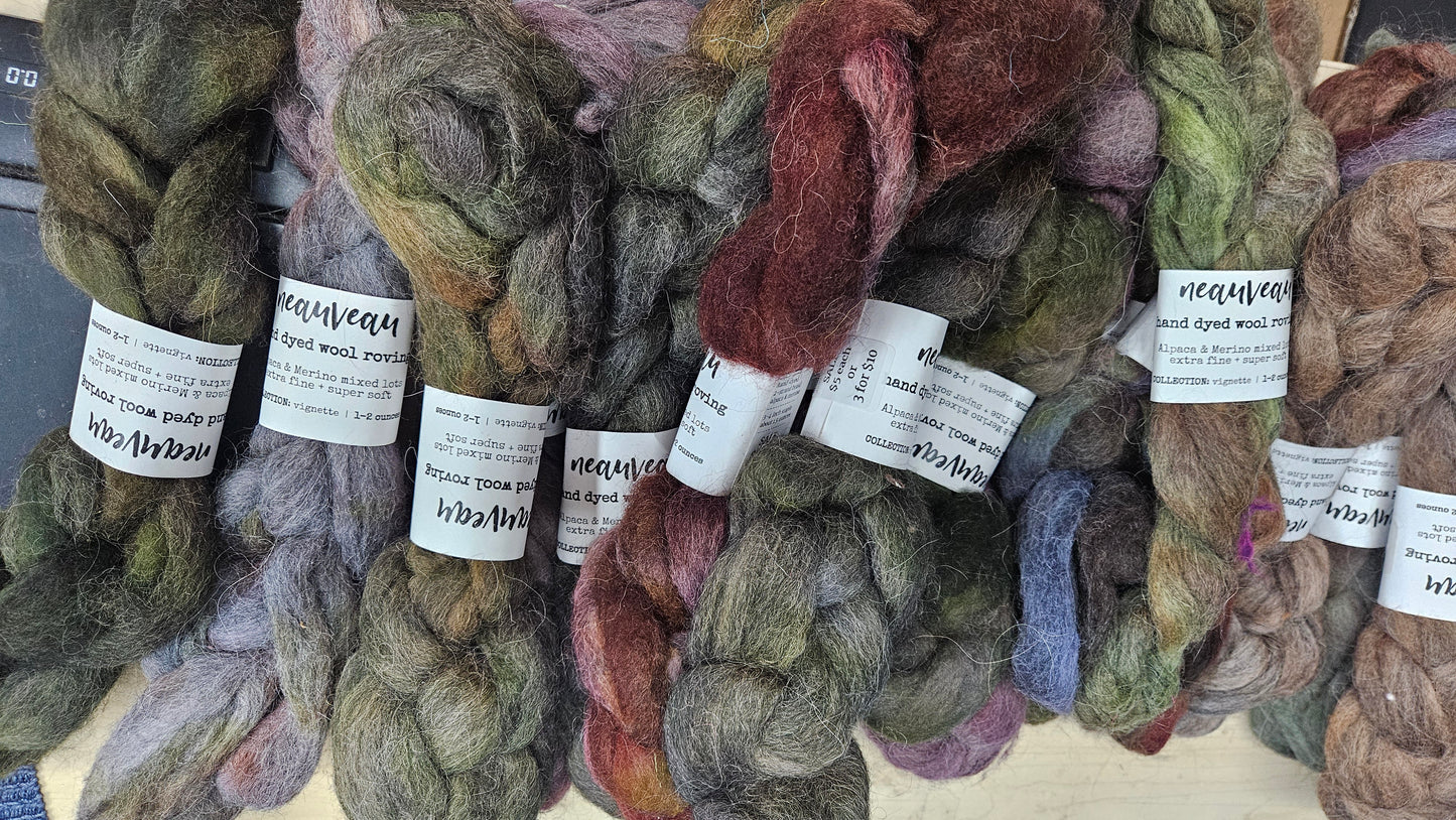 21 braids of hand dyed wool alpaca (2 pound lot)