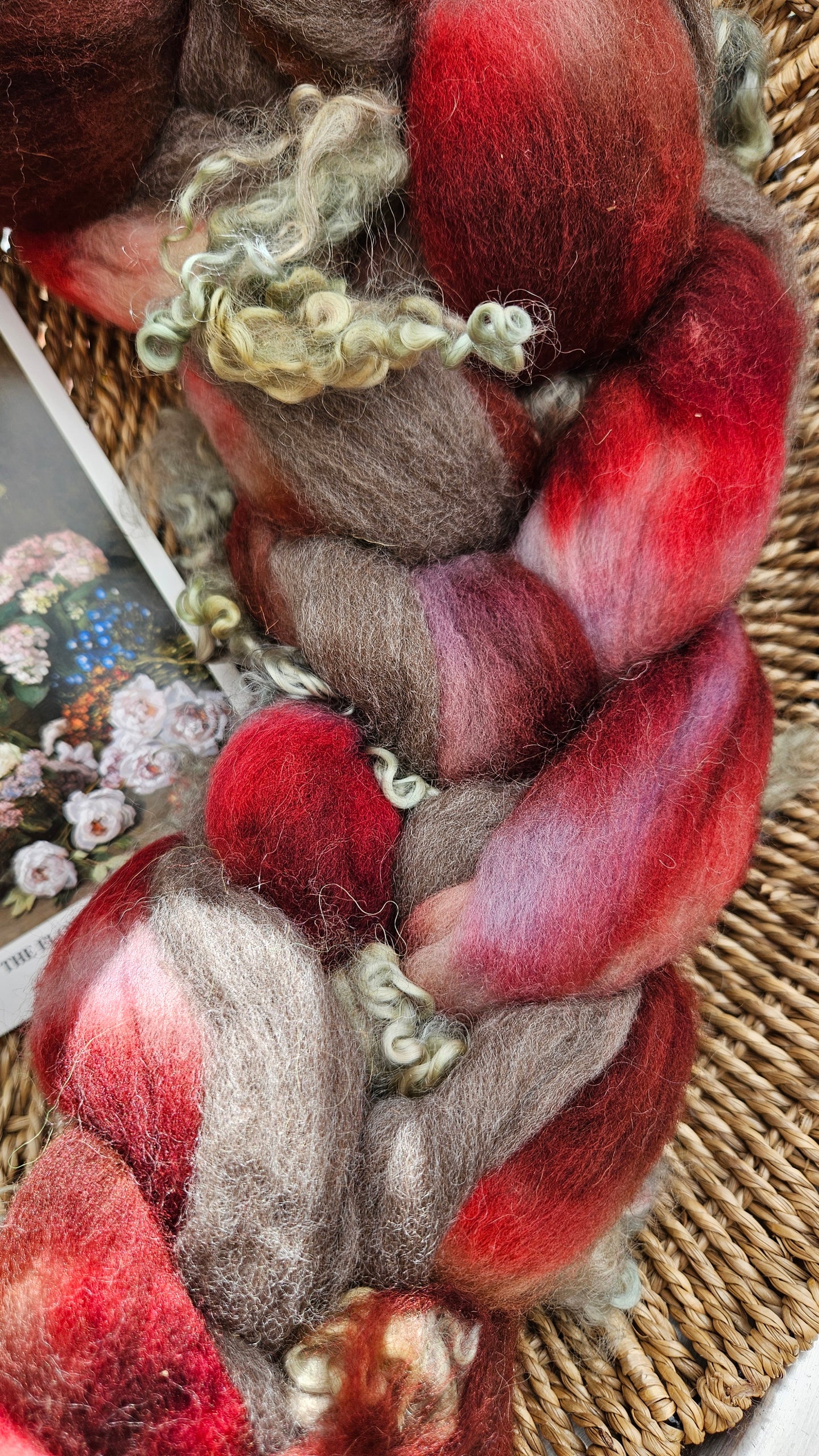 ART ROVING - hand-dyed Polwarth, Fine Wool, Longwool Locks - Monet Flowers In The Spring Collection 102 - 4.5 oz