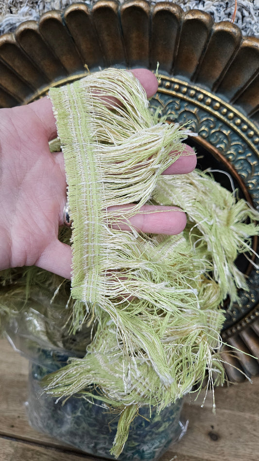 QUARTZ BEACH - shaggy fringe ribbon for tapestry weaving and fiber art - QUARTZ10 (1.4 lb)