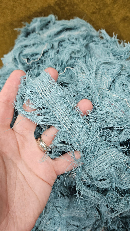 CARIBBEAN SEA - shaggy fringe ribbon for tapestry weaving and fiber art - 4.5 POUNDS