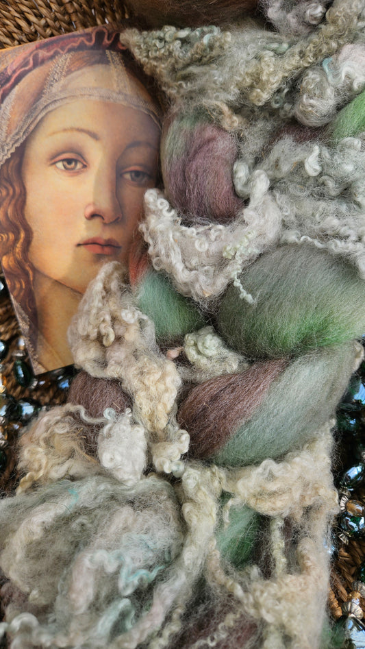 ART ROVING - hand-dyed Polwarth, Alpaca, BFL - Botticelli Madonna Portrait Collection MAC102 - 3.7 oz