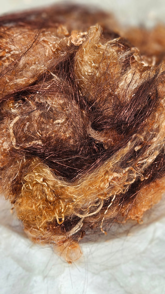 COPPER SPARKLE - hand-dyed eucalyptus crimp faux-silk with Angelina sparkle for art yarn embellishing, fiber blending, felting, and papermaking - 1 oz | 28 g