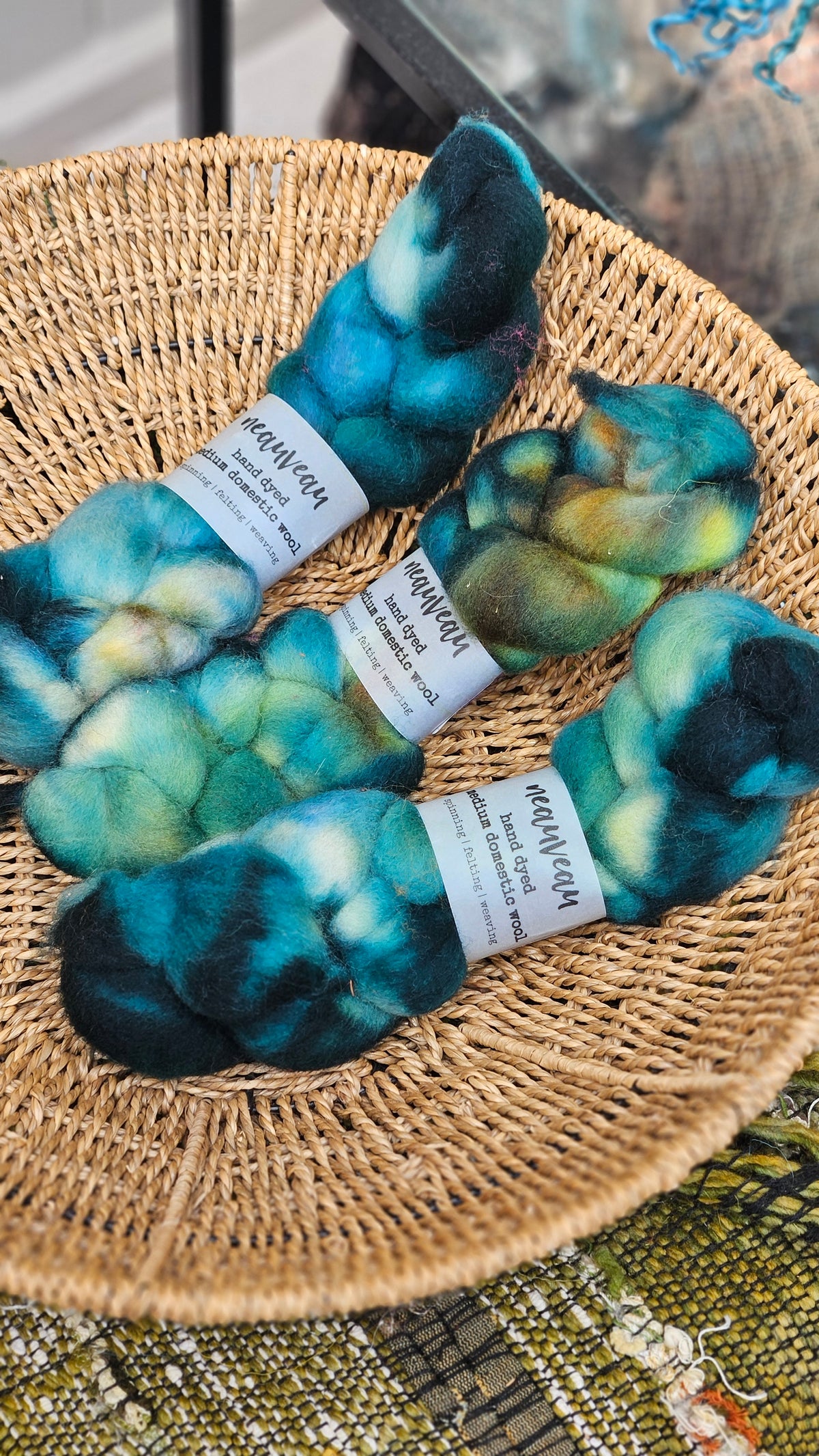 Quetzal - hand dyed domestic wool roving for felting and blending - 2 ounces | 57 grams