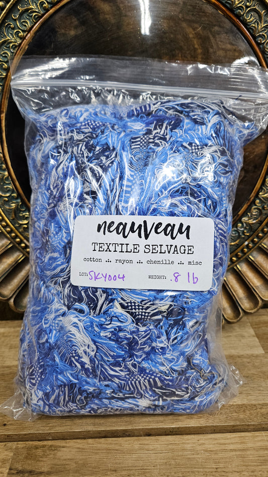 DEEP SKY - shaggy fringe ribbon for tapestry weaving and fiber art - SKY004 (.8 lb)