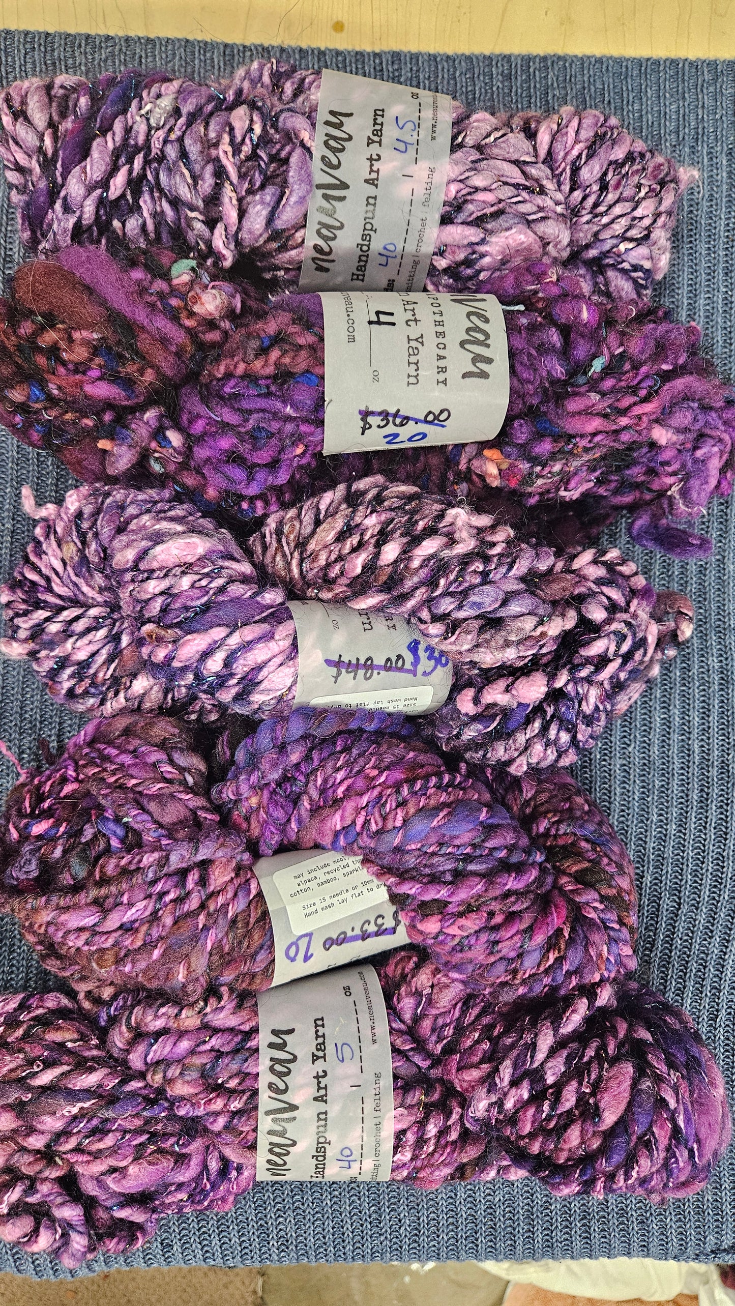 Handspun Yarn Lot - 5 Skeins Boysenberry