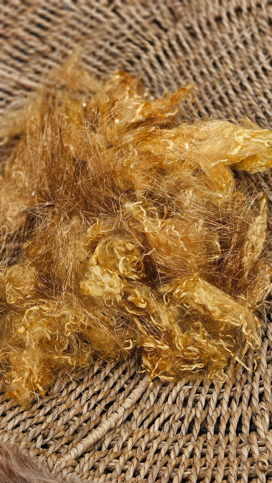 GOLD SPARKLE - hand-dyed eucalyptus crimp faux-silk with Angelina sparkle for art yarn embellishing, fiber blending, felting, and papermaking - 1 oz | 28 g