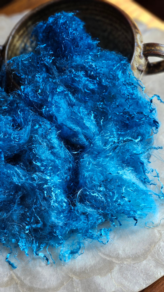 CERUSSITE - hand-dyed eucalyptus crimp faux-silk for art yarn embellishing, fiber blending, felting, and papermaking - 2 oz | 57 g