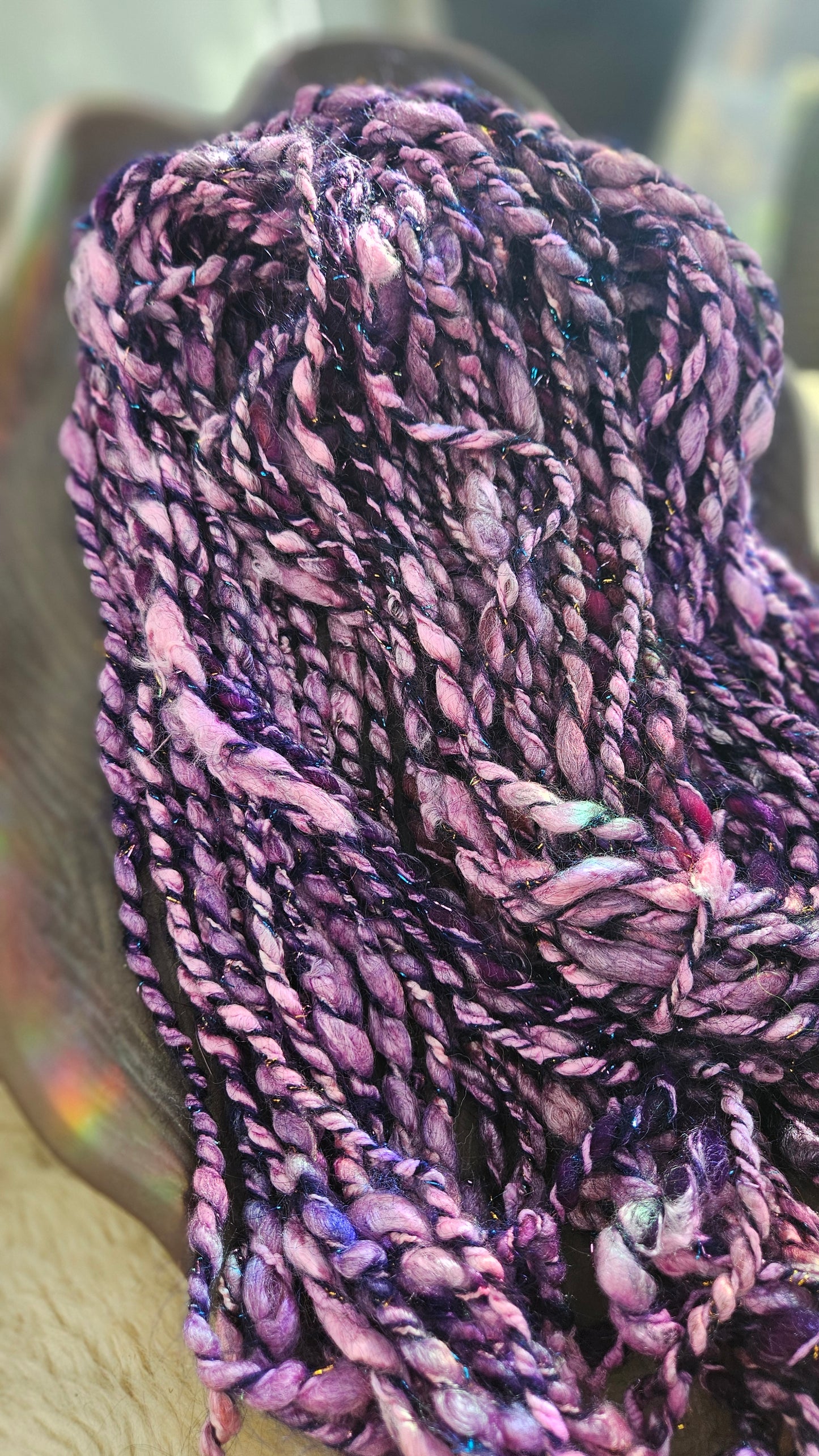 WILD VIOLET - Bulky Handspun Art Yarn XL Skein - 40 yards | 4.5 ounces | 128 grams