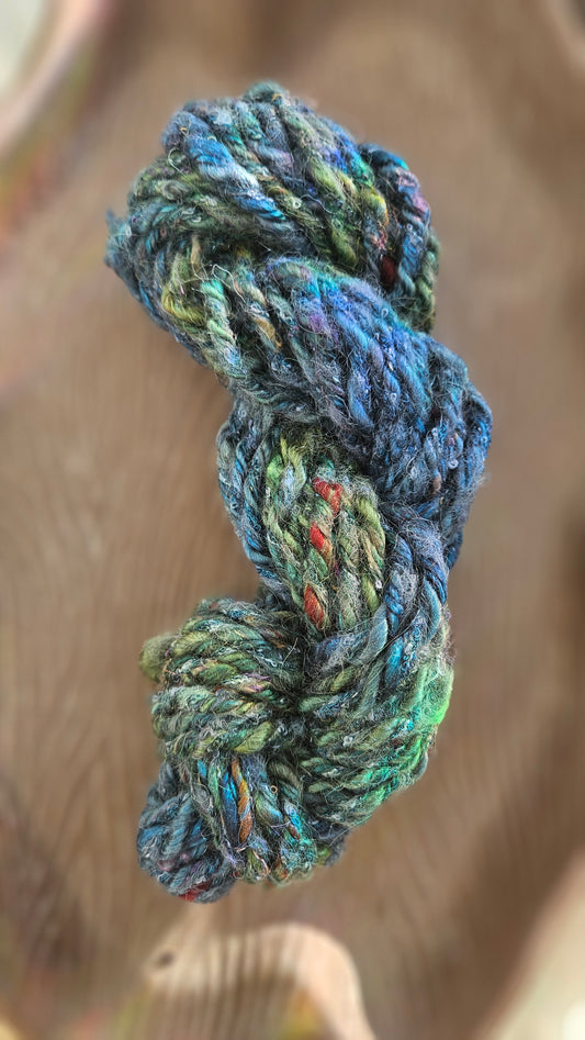 NIGHTINGALE - Bulky Handspun Art Yarn XL Skein - 28 yards | 3.9 ounces | 111 grams