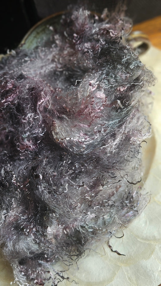 STIBNITE - hand-dyed eucalyptus crimp faux-silk for art yarn embellishing, fiber blending, felting, and papermaking - 2 oz | 57 g