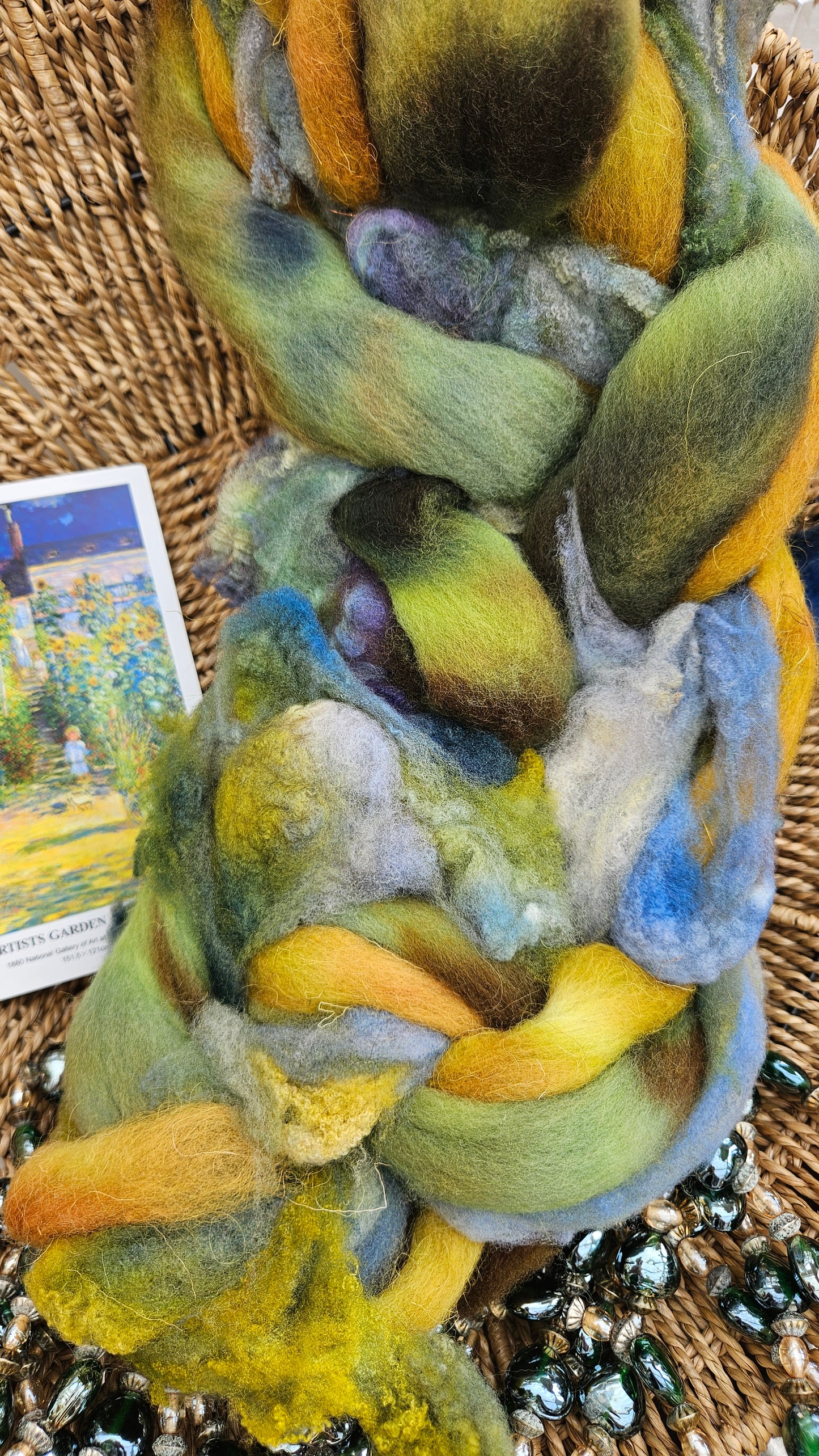 ART ROVING - hand-dyed Polwarth Churro Merino - Monet The Artists Garden 104 - 4 oz