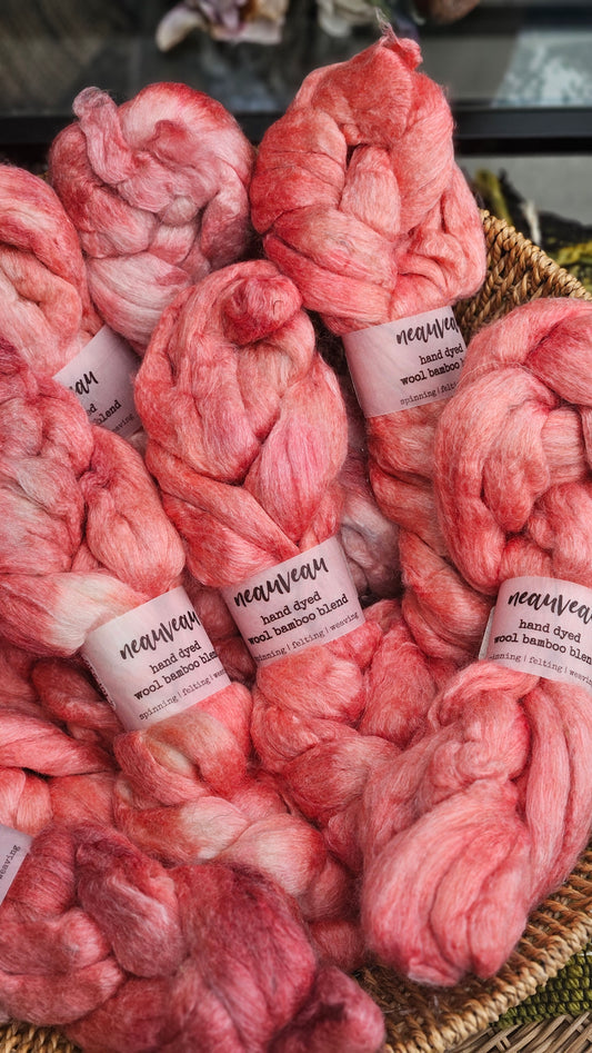 Coral Pearl - wool bamboo roving for felting and blending - 2 ounces | 57 grams