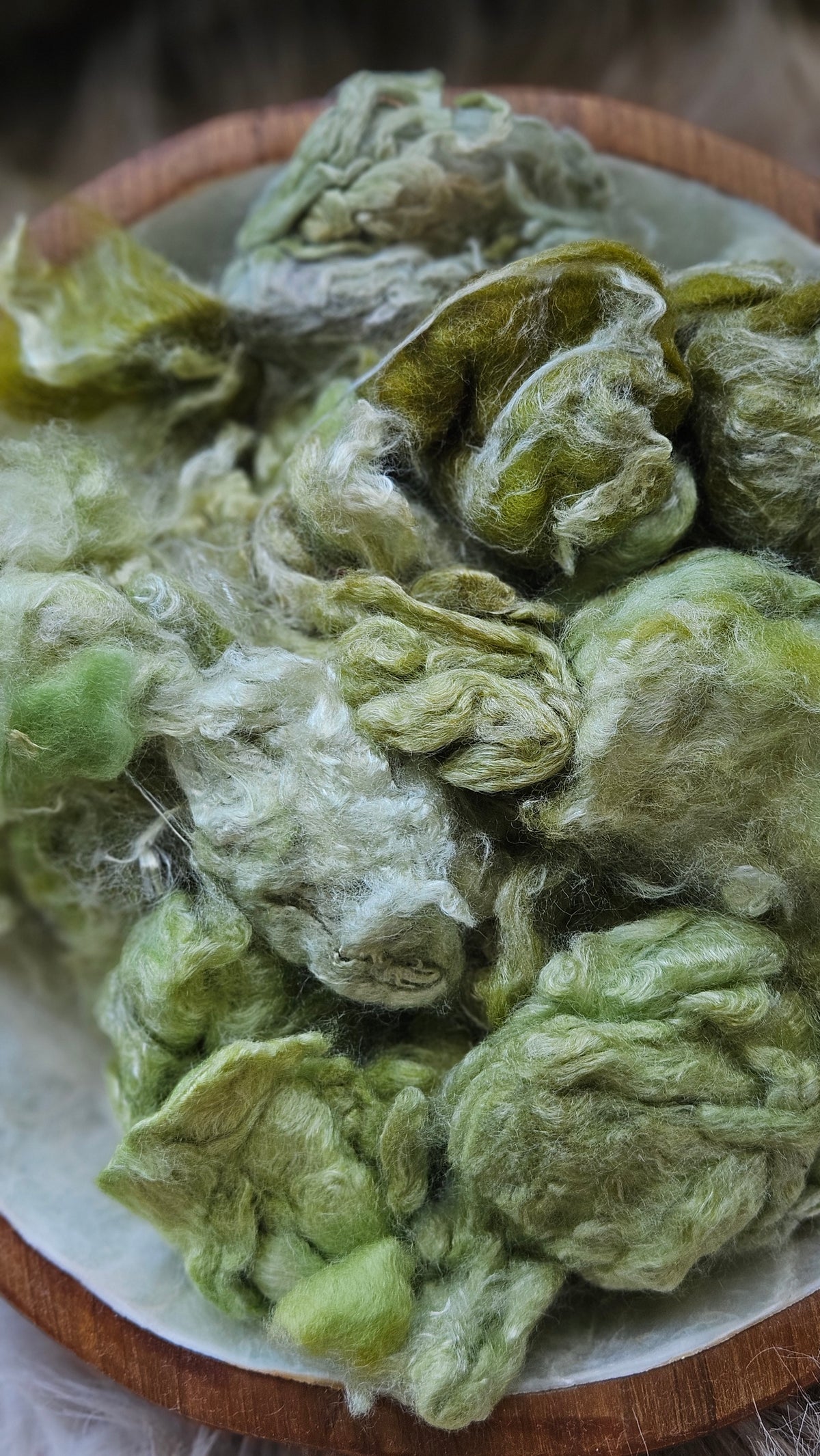 Matcha - hand-dyed fine wool and silky bamboo mill ends - 5 oz | 142 g