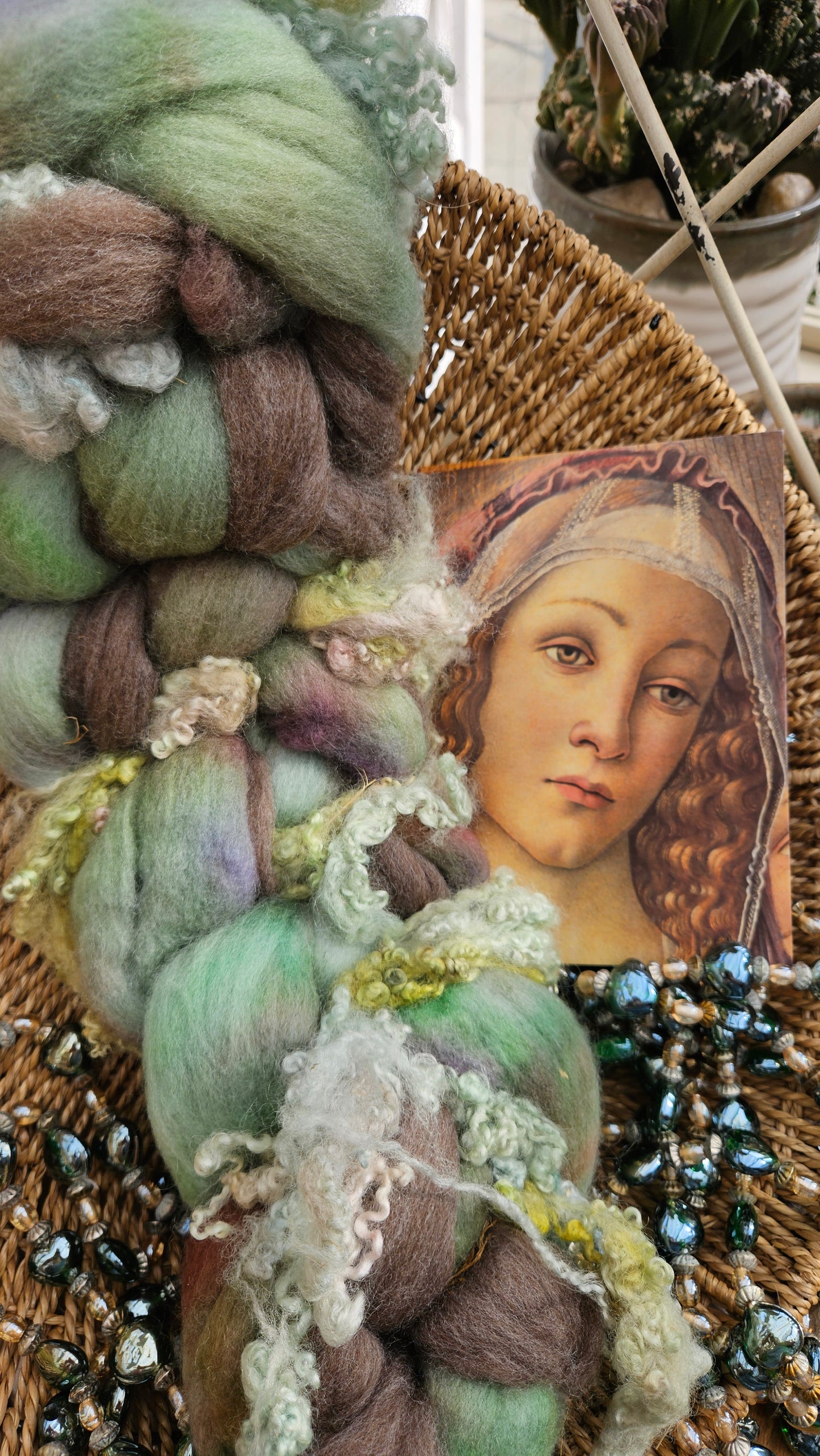 ART ROVING - hand-dyed Polwarth, Alpaca, BFL - Botticelli Madonna Portrait Collection MAC103 - 3.9 oz