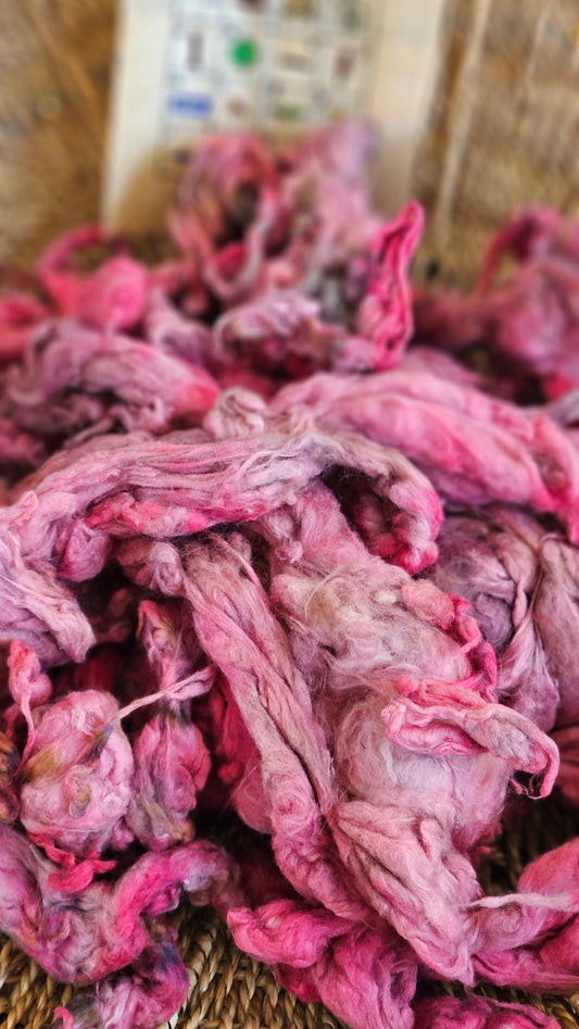 APOPHIS Hand-Dyed Organic Extra Fine Cotton Noil for fiber art, texture blending, and papermaking - 1 ounce | 28 grams