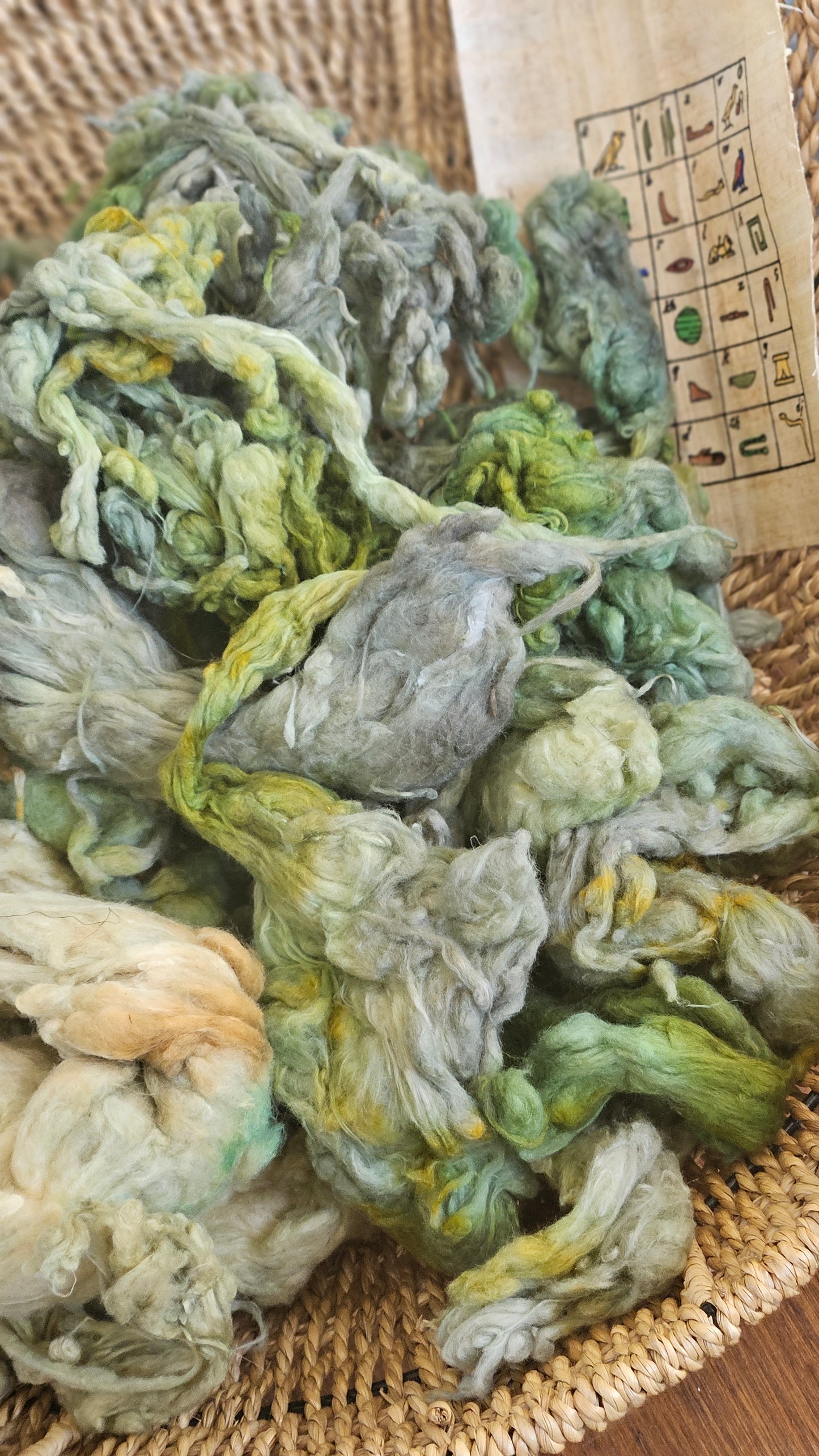 HATSHEPSUT Hand-Dyed Organic Extra Fine Cotton Noil for fiber art, texture blending, and papermaking - 1 ounce | 28 grams