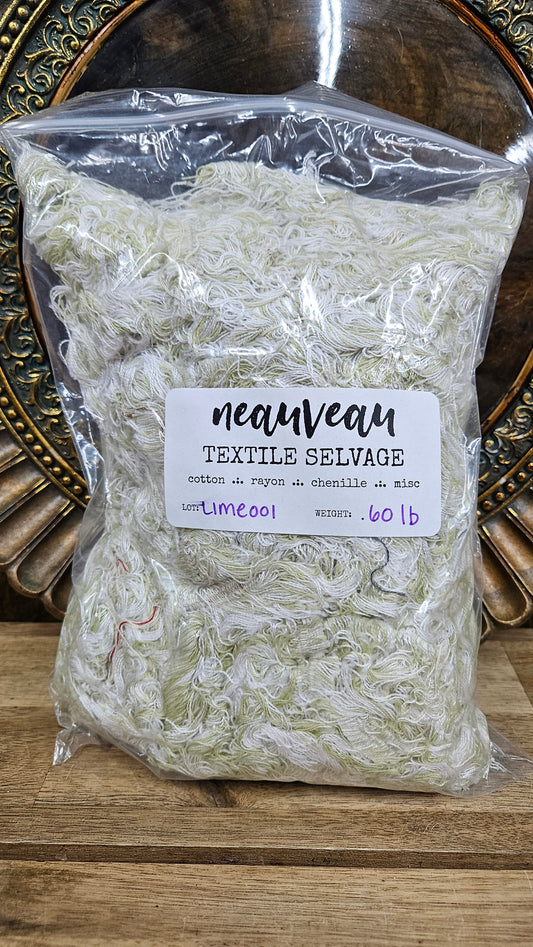 LIME TREE - shaggy fringe ribbon for tapestry weaving and fiber art - LIME001 (.6 lb)