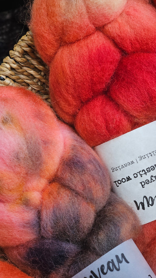 Robin - hand dyed domestic wool roving for felting and blending - 2 ounces | 57 grams