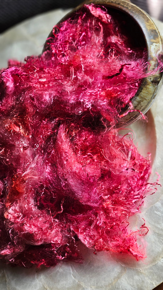 KUTNOHORITE - hand-dyed eucalyptus crimp faux-silk for art yarn embellishing, fiber blending, felting, and papermaking - 2 oz | 57 g