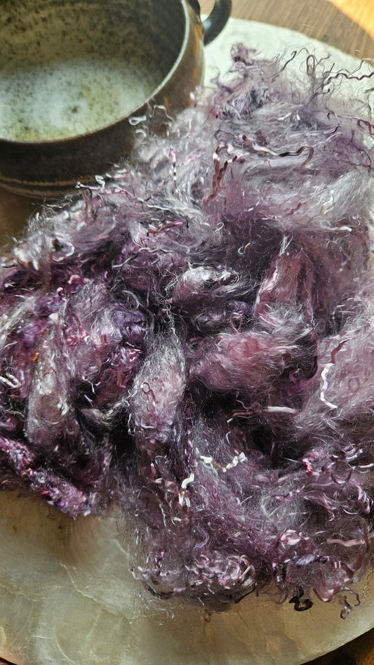 PURPURITE - hand-dyed eucalyptus crimp faux-silk for art yarn embellishing, fiber blending, felting, and papermaking - 2 oz | 57 g