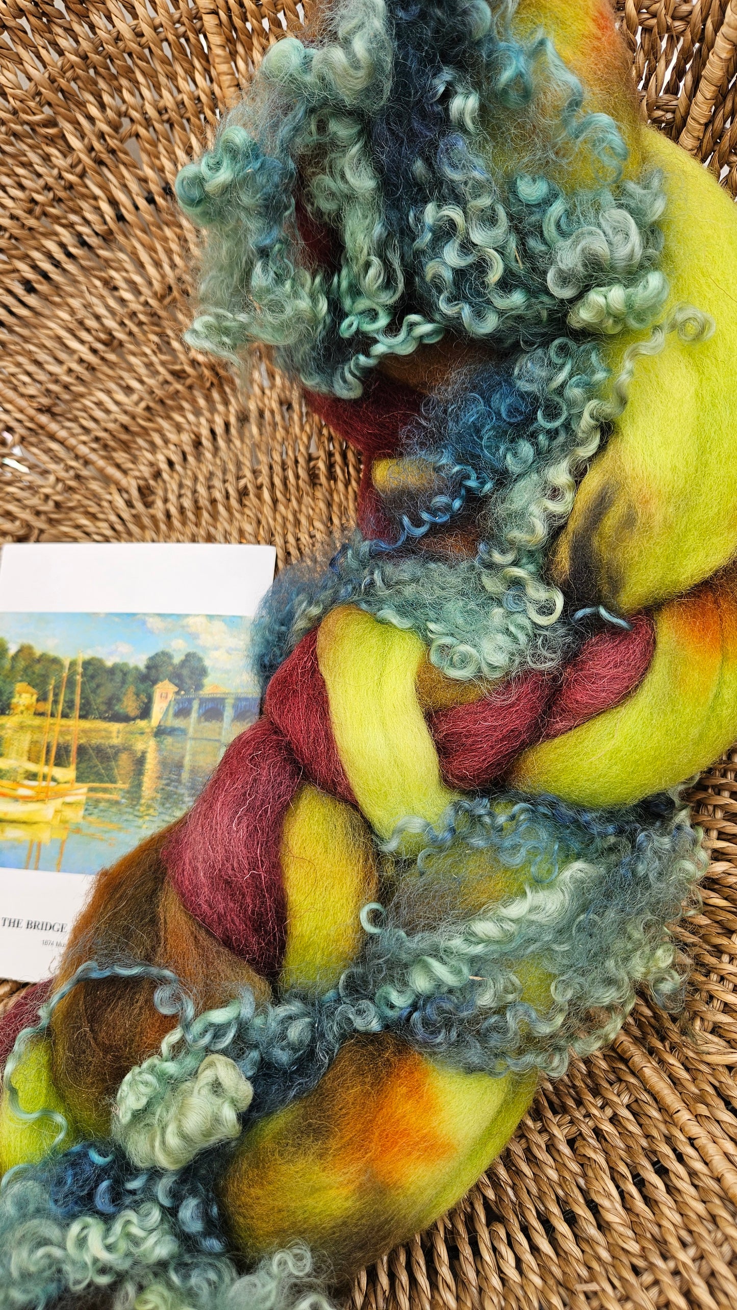 ART ROVING - hand-dyed Polwarth Churro BFL - Monet Bridge at Argenteuil Collection 102 - 3.6 oz