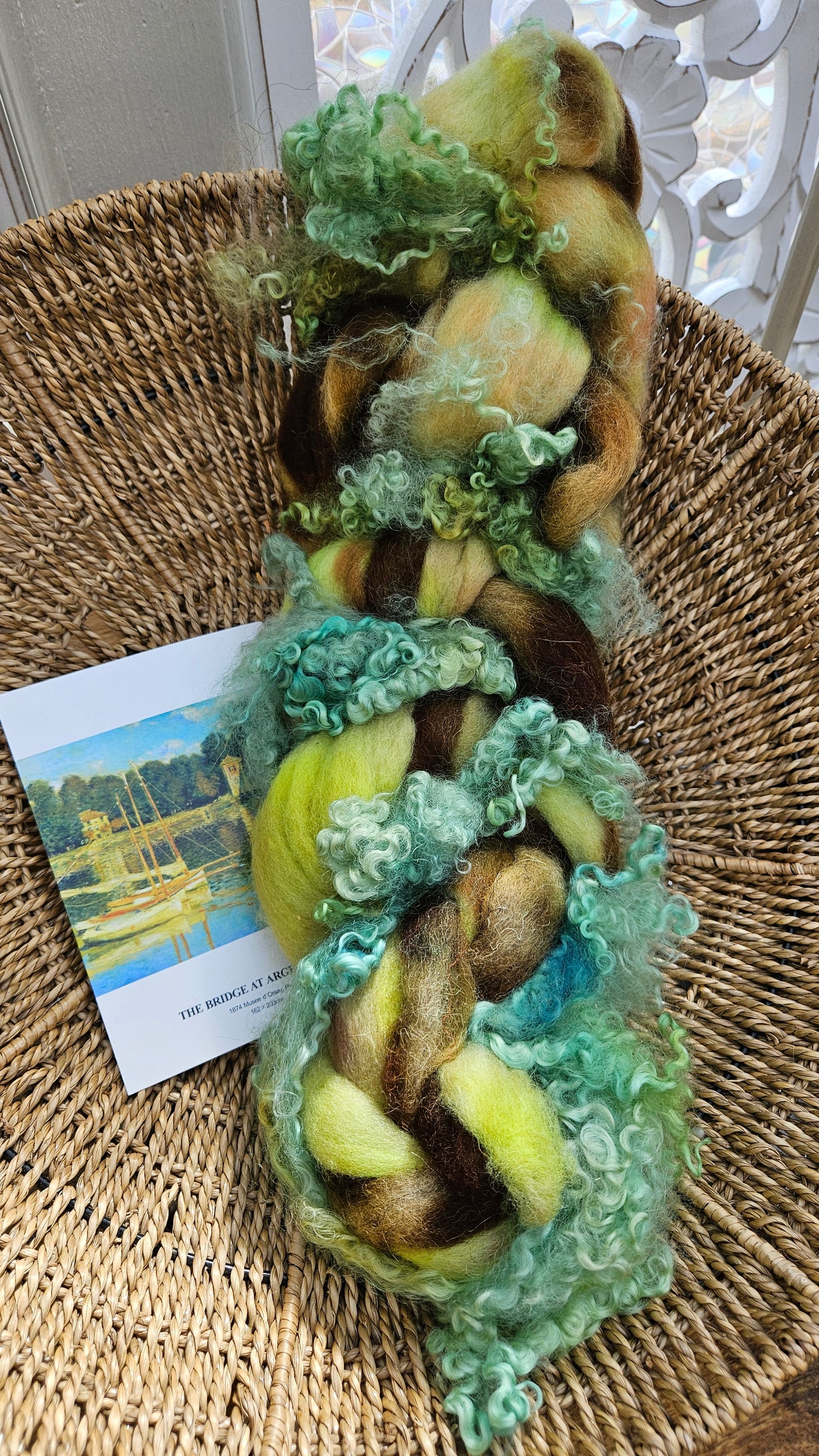 ART ROVING - hand-dyed Polwarth Churro BFL - Monet Bridge at Argenteuil Collection 111 - 3.5 oz